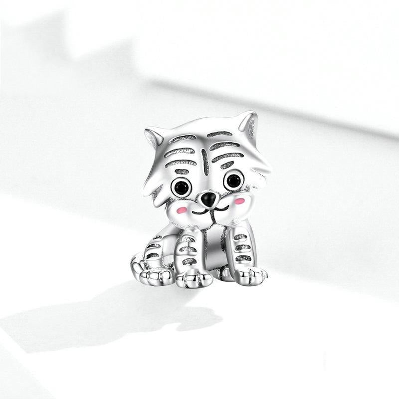 925 Sterling Silver Tiger Bead Pendant For Diy Bracelets & Necklaces