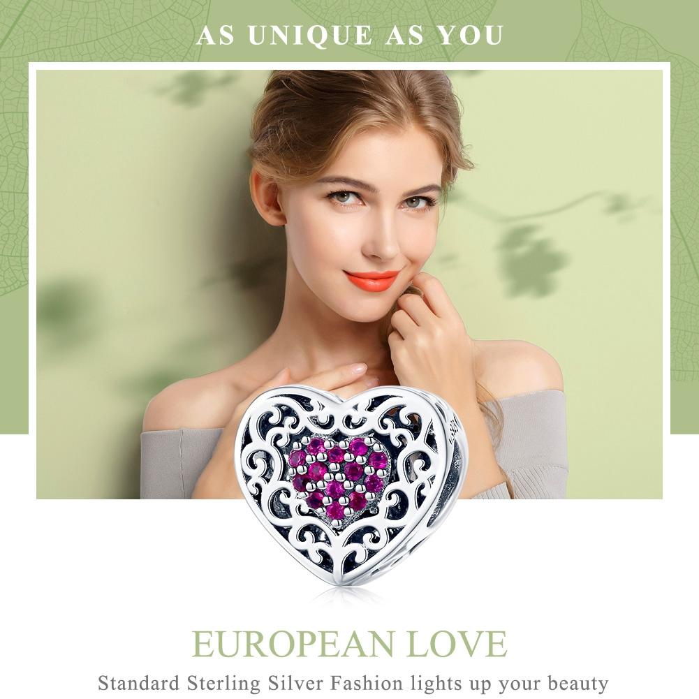 925 Sterling Silver Heart Beads For Diy Bracelets