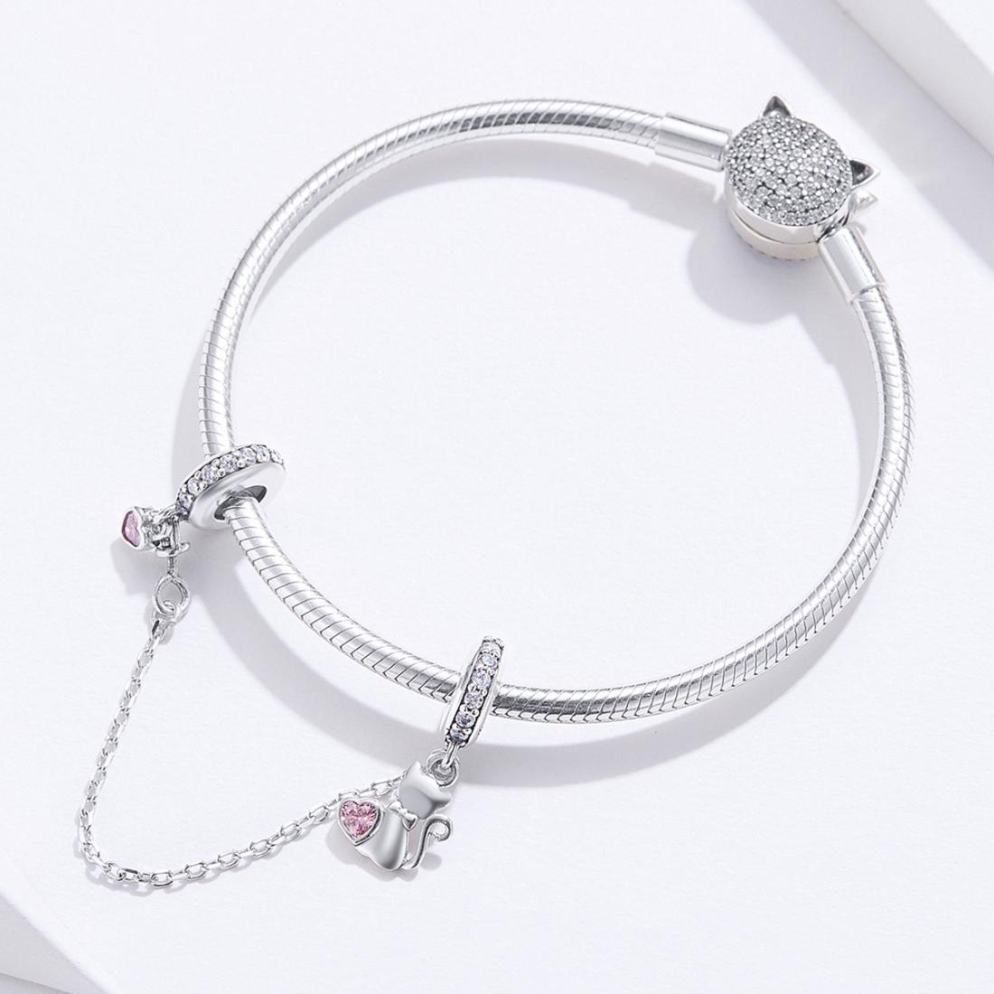 925 Sterling Silver Cat Safety Chain For Diy Bracelets