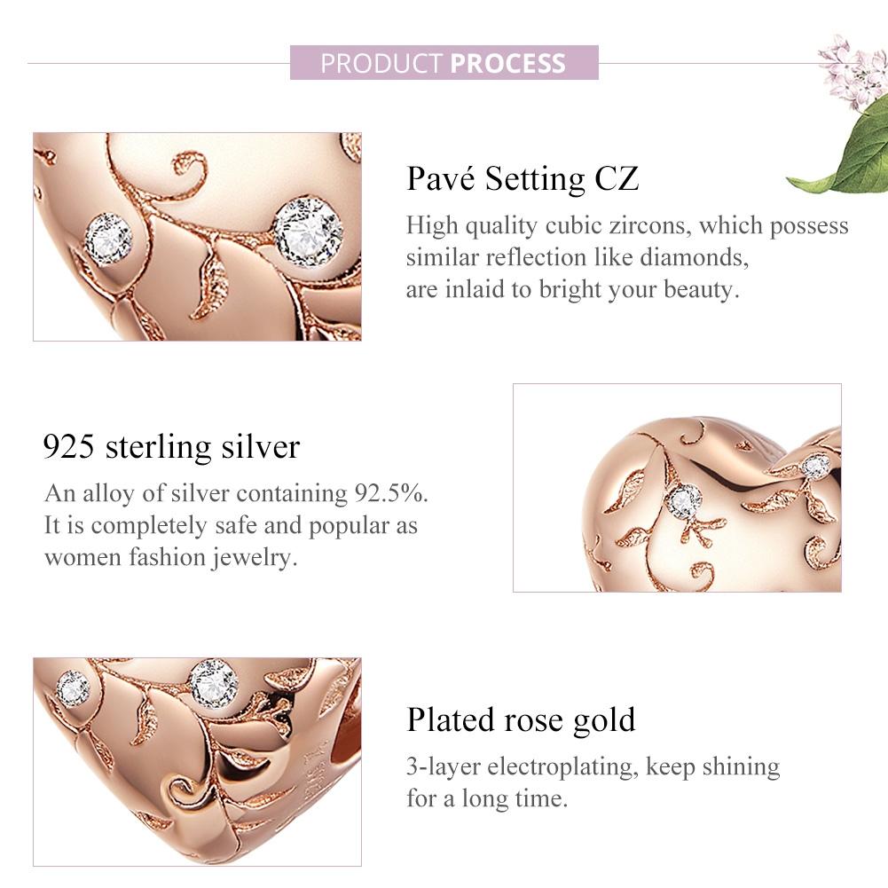 925 Sterling Silver Retro Rose Gold Beaded Bracelet Accessory