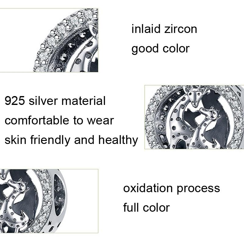 925 Sterling Silver Giraffe Bead Bracelet Accessory