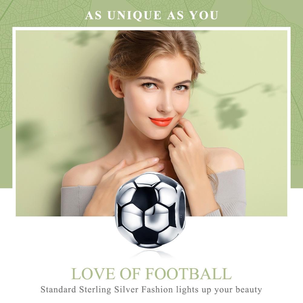 925 Sterling Silver Football Love Pendant Beads