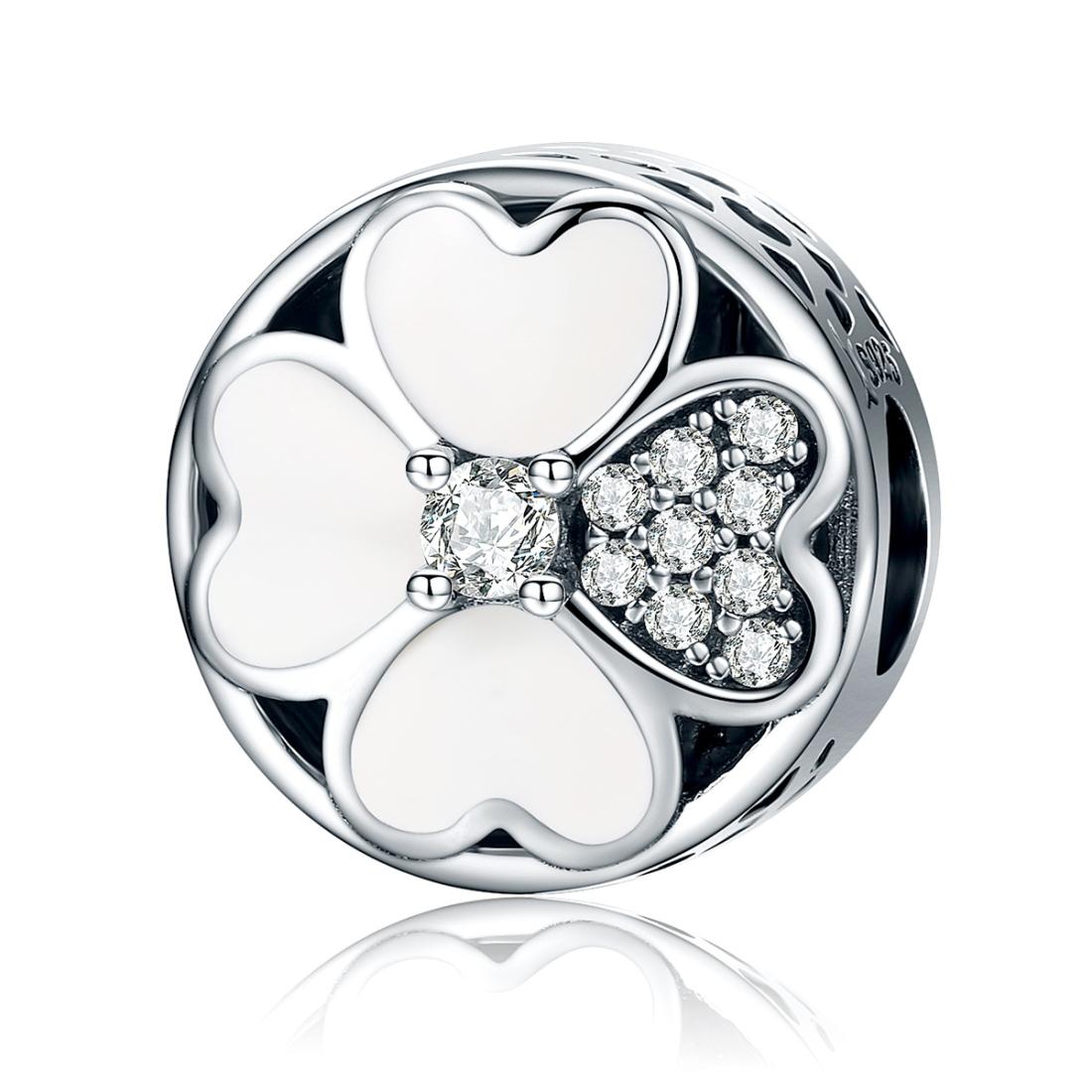925 Sterling Silver Diamond Petal Bead Bracelet Happiness