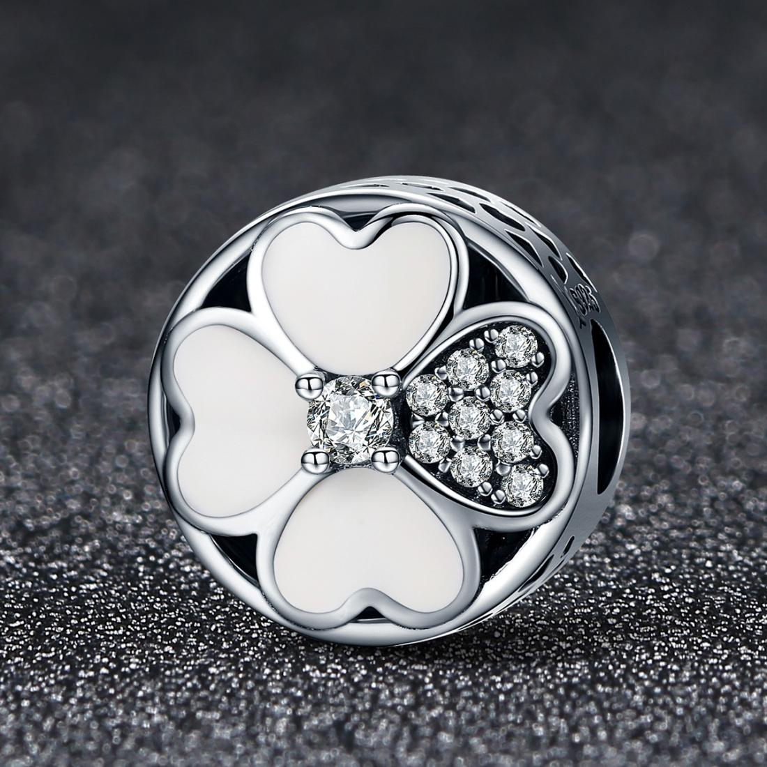 925 Sterling Silver Diamond Petal Bead Bracelet Happiness