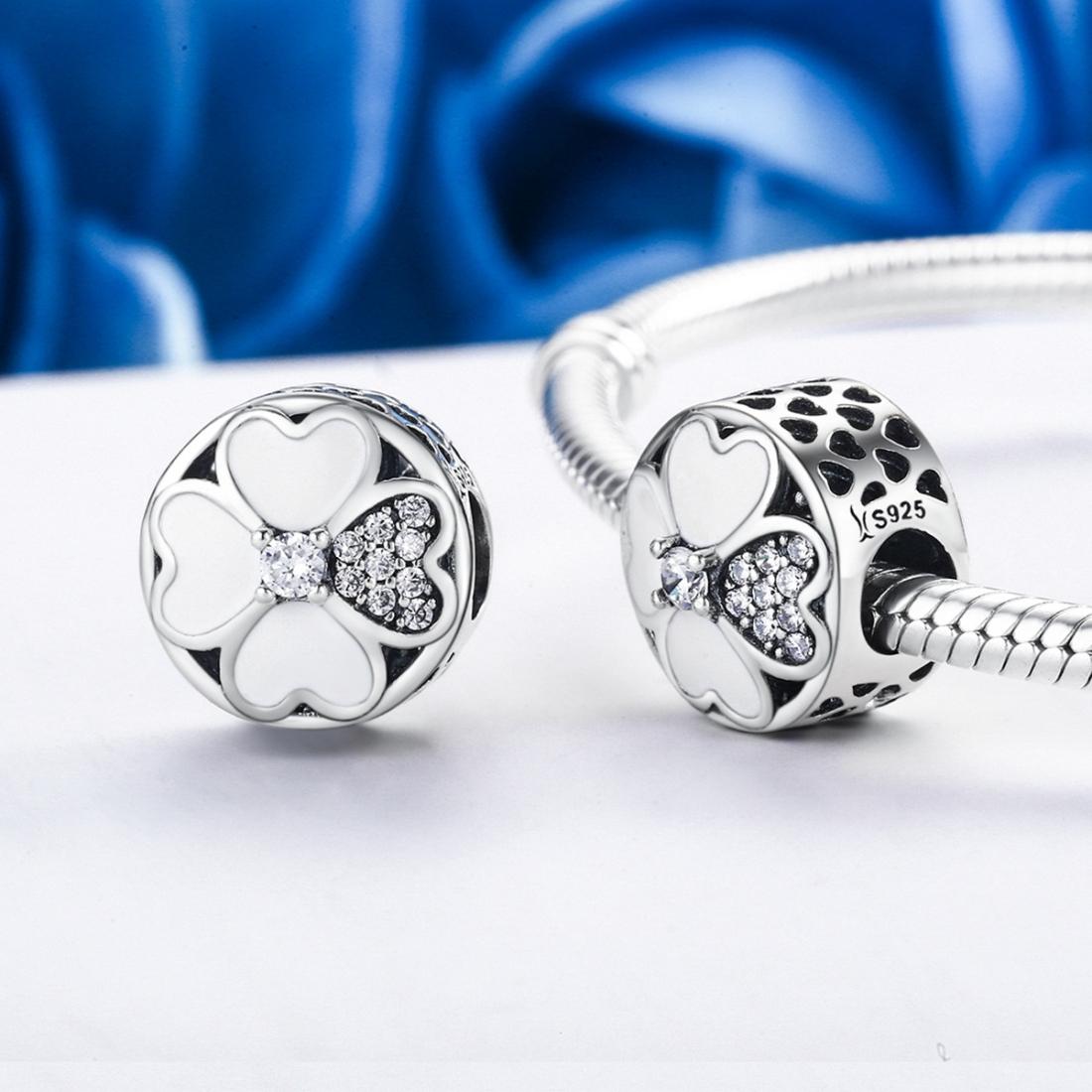 925 Sterling Silver Diamond Petal Bead Bracelet Happiness