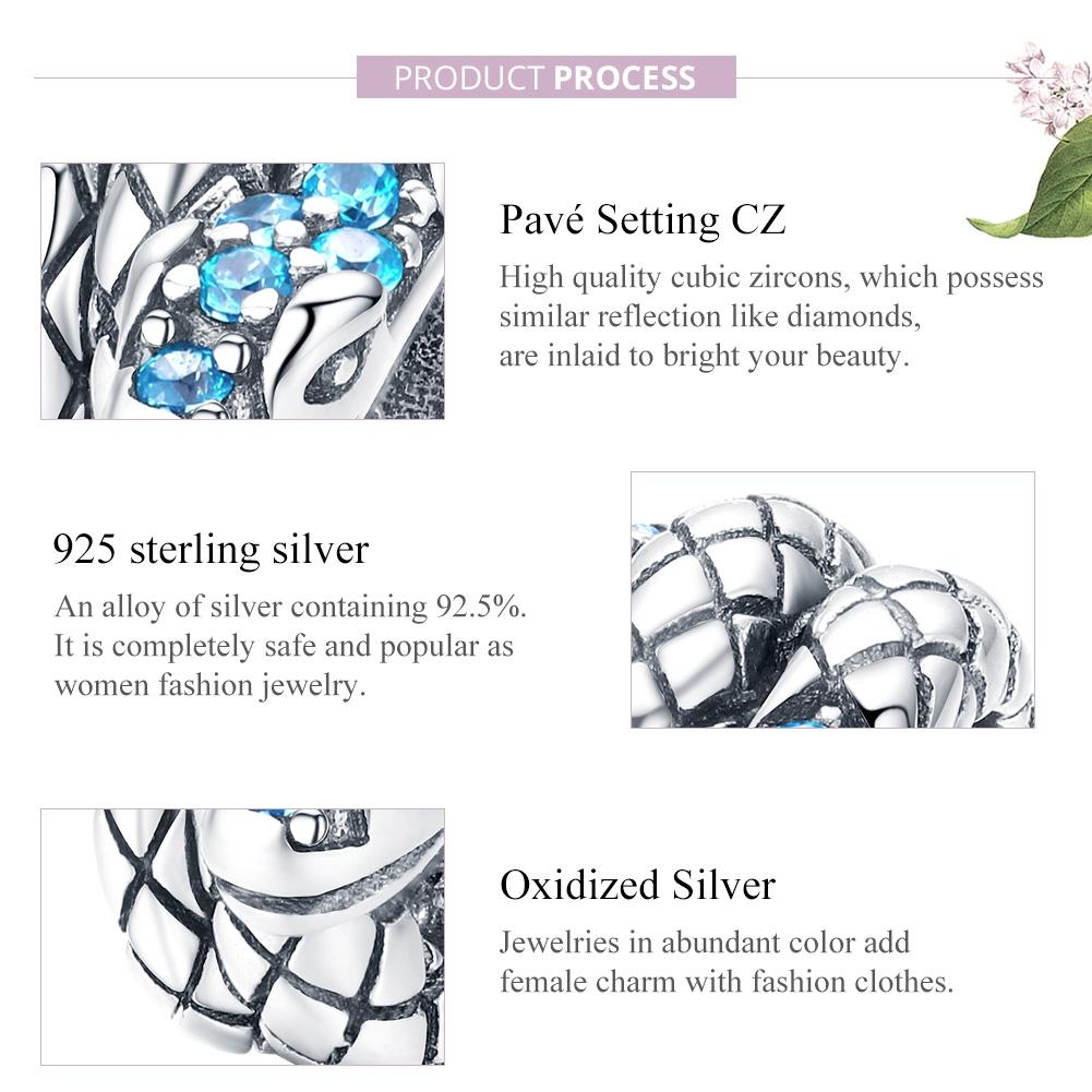 925 Sterling Silver Retro Snake Beaded Diy Bracelet