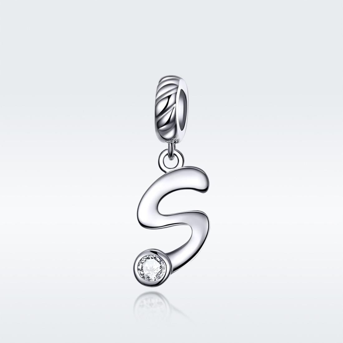925 Sterling Silver Personalized Letter Pendant For Diy Bracelets And Necklaces Style - S
