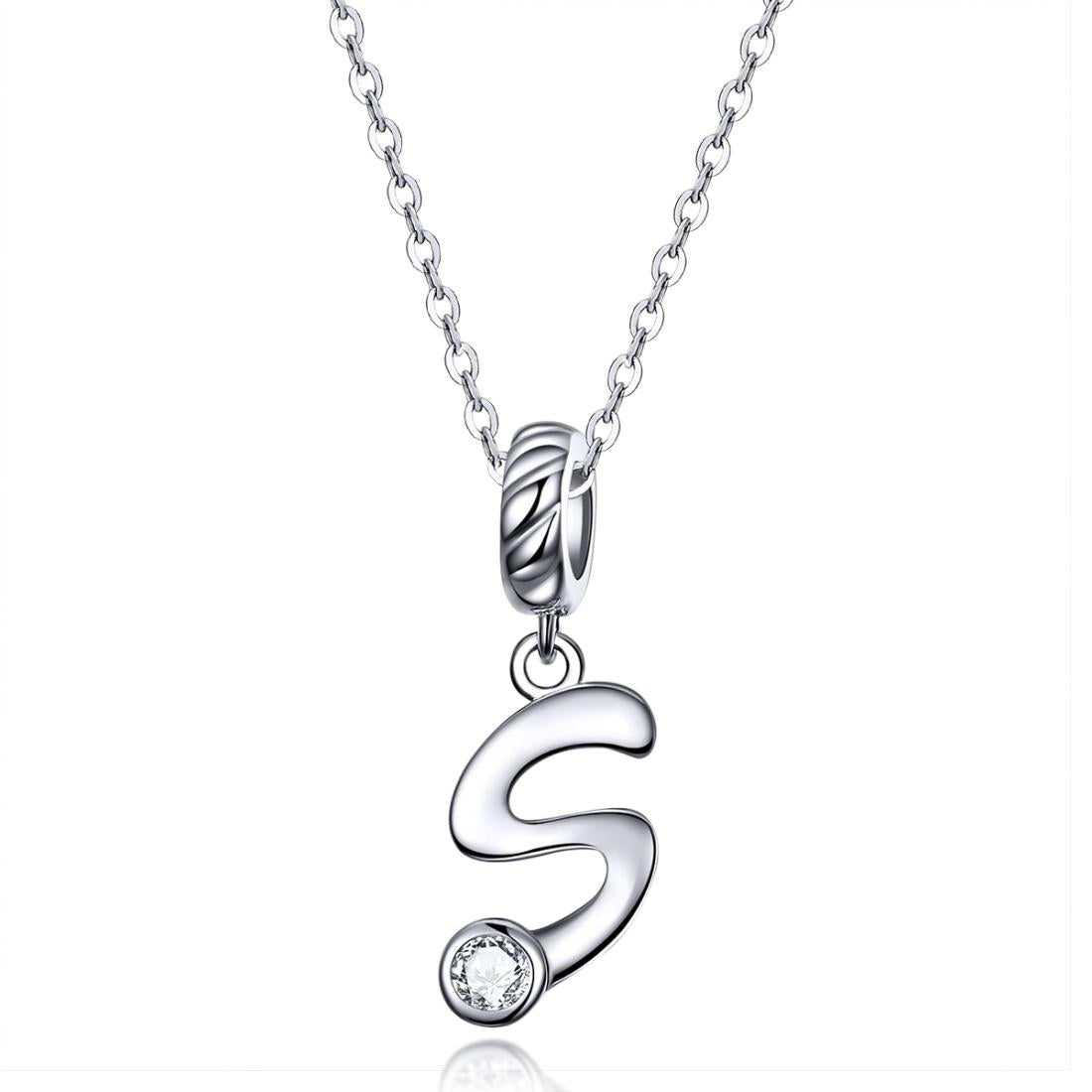 925 Sterling Silver Personalized Letter Pendant For Diy Bracelets And Necklaces Style - S