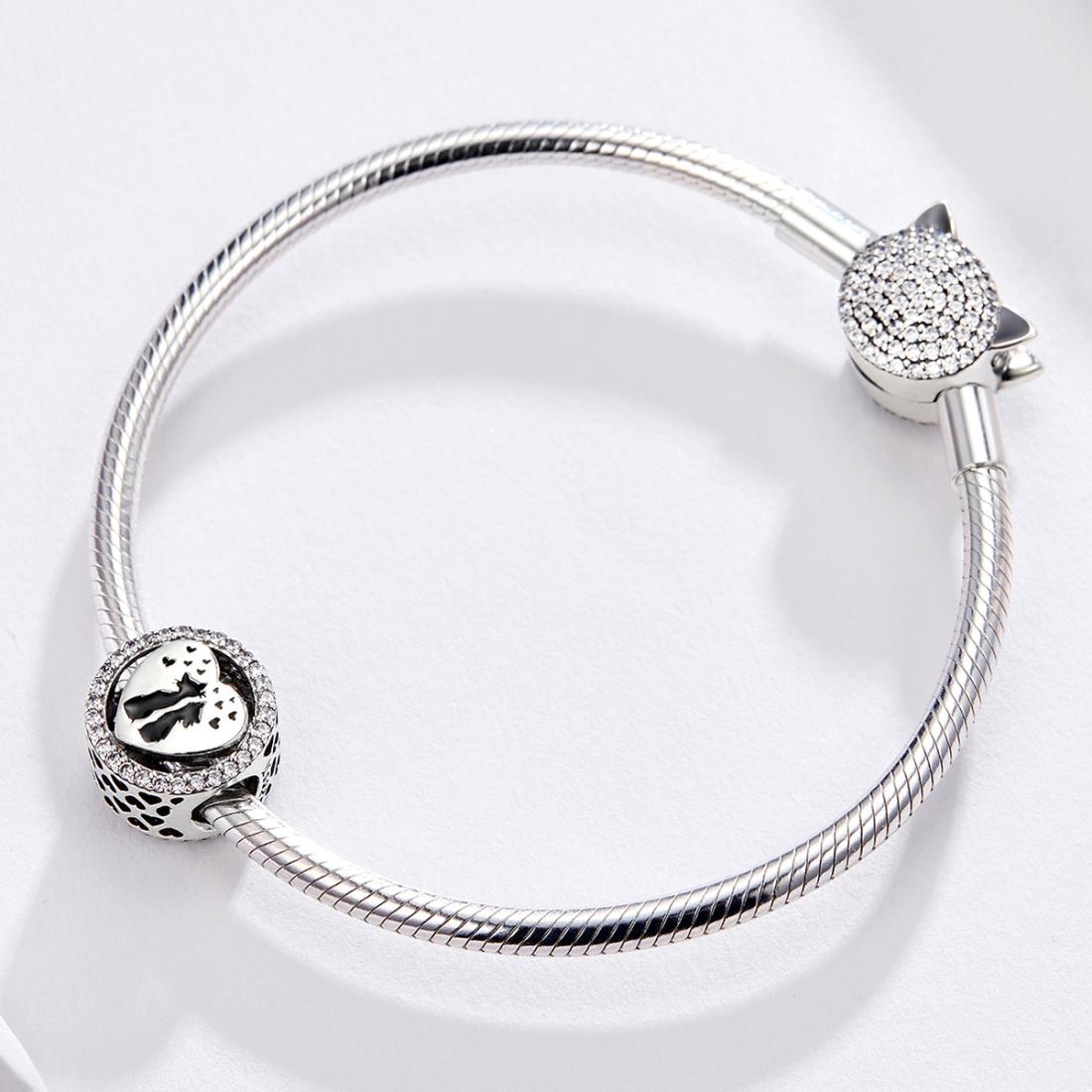 925 Sterling Silver Love Cat Heart Beads For Diy Bracelets & Necklaces