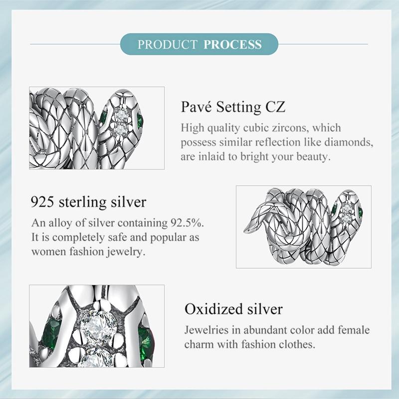 925 Sterling Silver Coiled Snake Pendant For Diy Bracelets