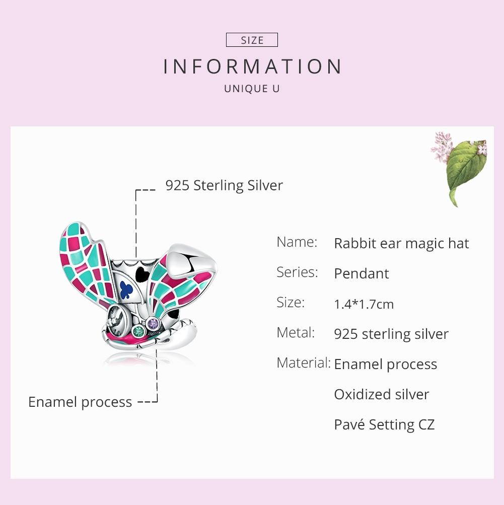 925 Sterling Silver Rabbit Ear Magic Hat Beads For Diy Bracelets & Necklaces