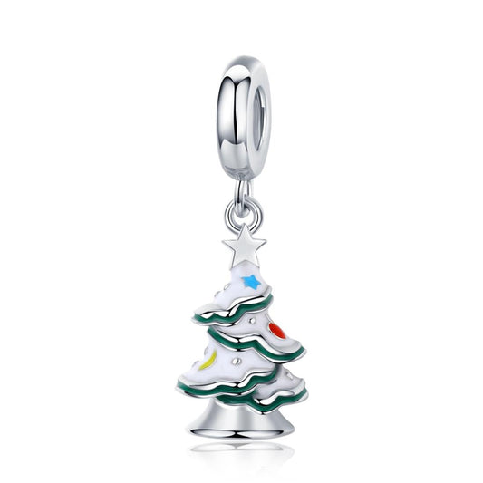 925 Sterling Silver Platinum Plated Christmas Tree Pendant For Diy Bracelets And Necklaces