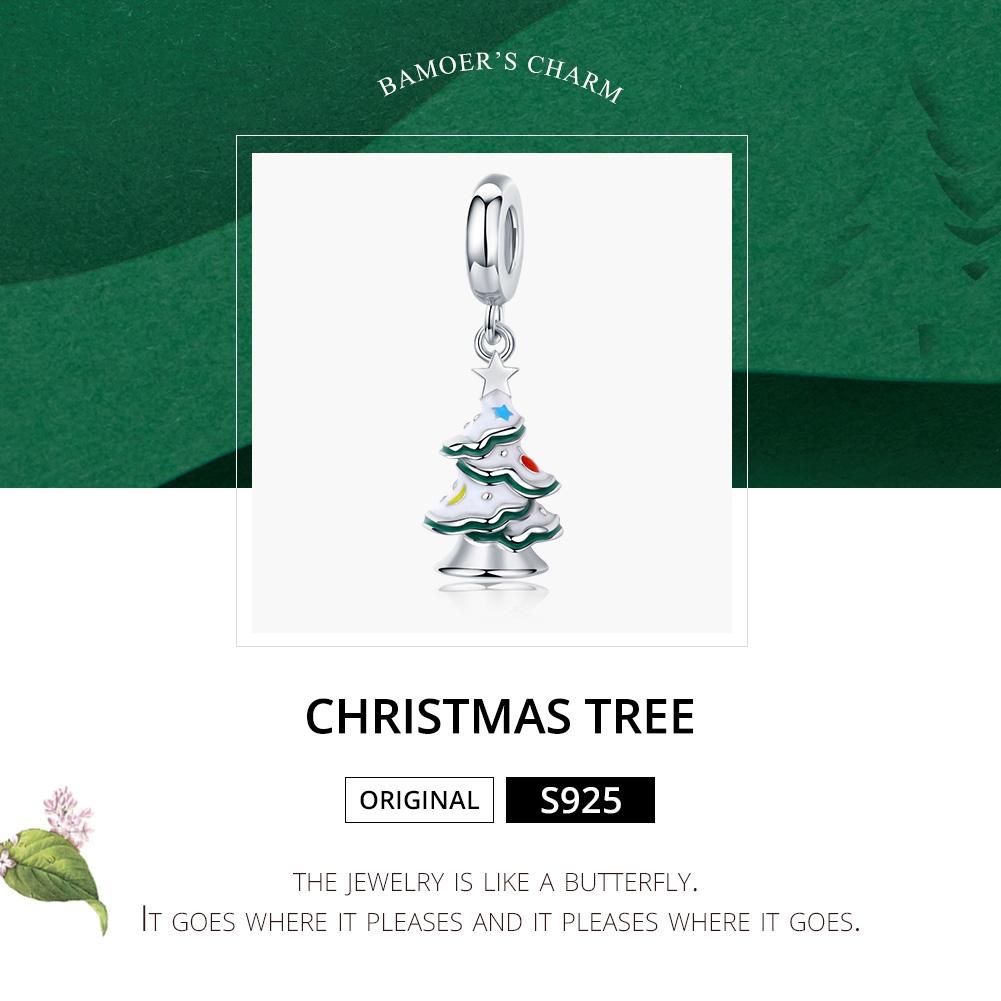 925 Sterling Silver Platinum Plated Christmas Tree Pendant For Diy Bracelets And Necklaces