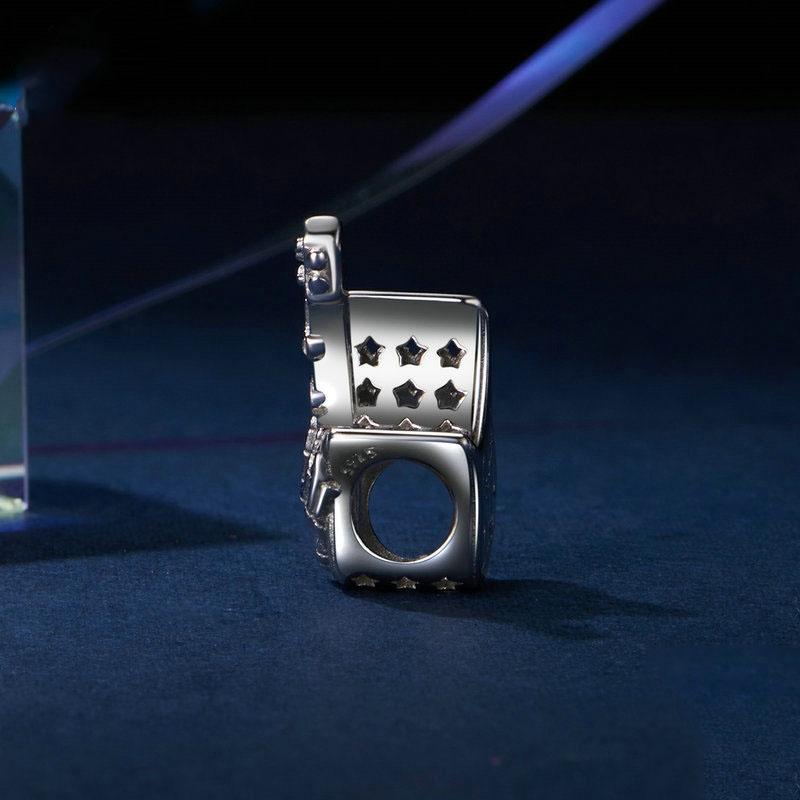 925 Sterling Silver Platinum Plated Skull Bass Pendant