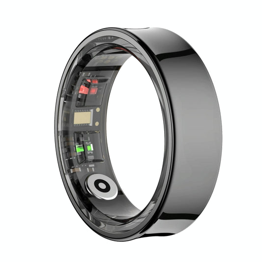 Smart Ring With Heart Rate Blood Oxygen Sleep Monitoring & Sports Modes - Size 13 - Black