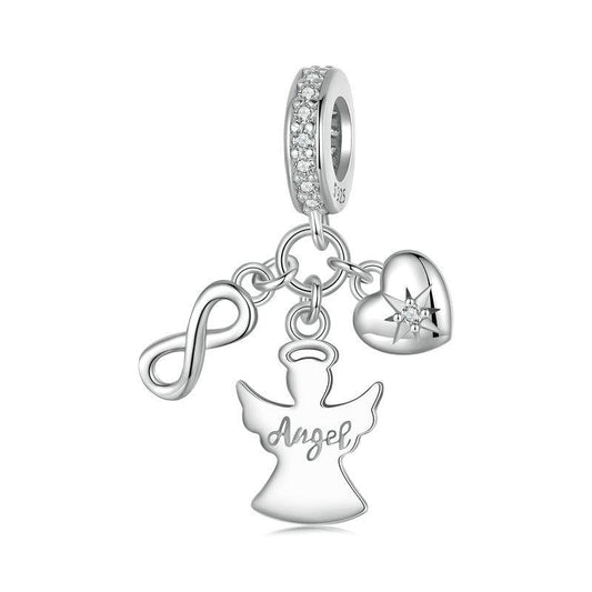 925 Sterling Silver Guardian Angel Good Luck Pendant