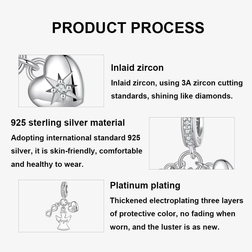 925 Sterling Silver Guardian Angel Good Luck Pendant