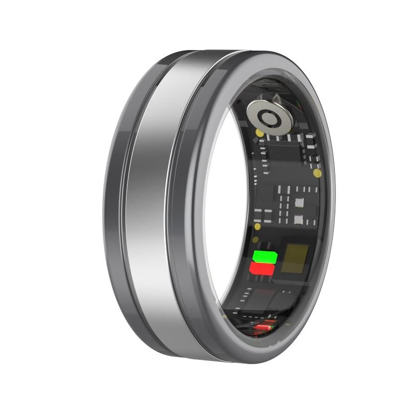 Smart Ring With Heart Rate Blood Oxygen Sleep & Sports Modes - R18 Size 8 - Black