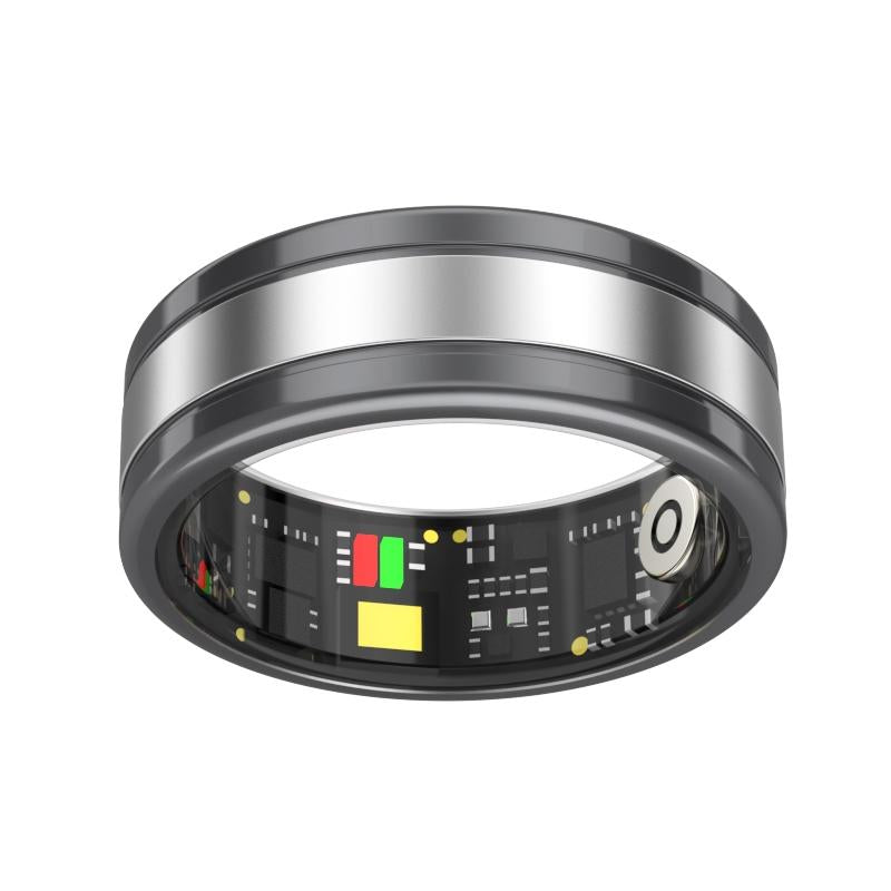 Smart Ring With Heart Rate Blood Oxygen Sleep & Sports Modes - R18 Size 8 - Black