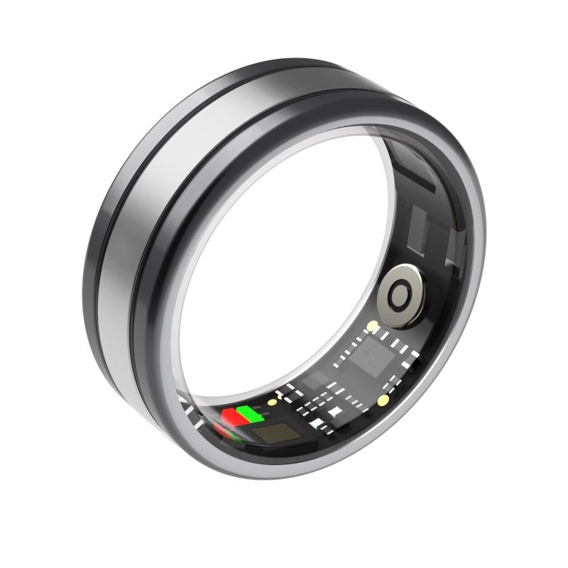 Smart Ring With Heart Rate Blood Oxygen Sleep & Sports Modes - R18 Size 8 - Black