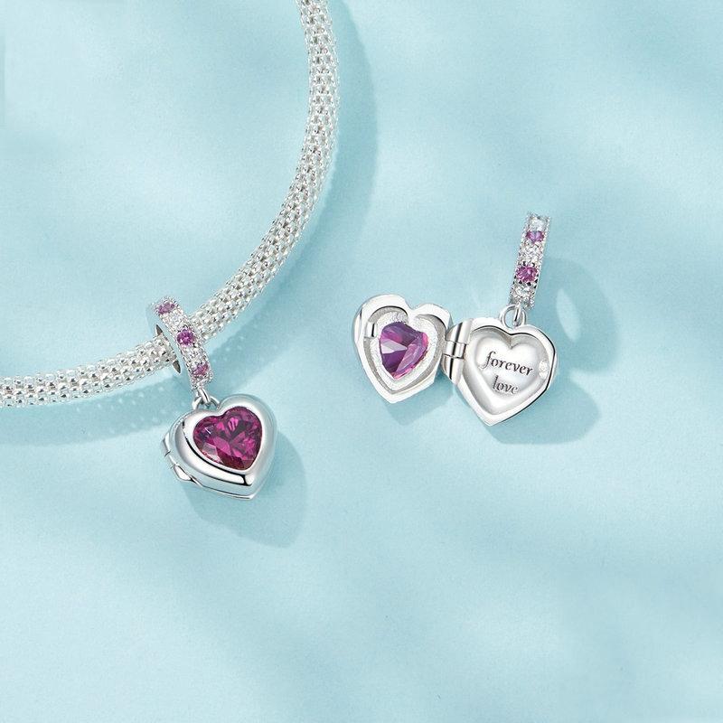 925 Sterling Silver Love Heart Pendant Diy Beads