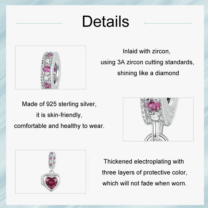 925 Sterling Silver Love Heart Pendant Diy Beads