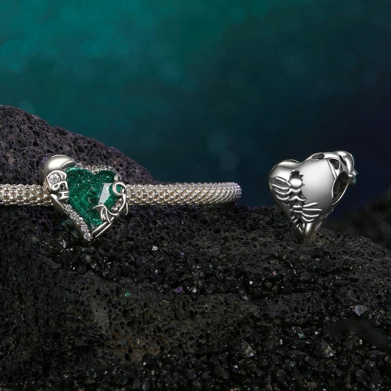 925 Sterling Silver Retro Heart Shaped Beads In