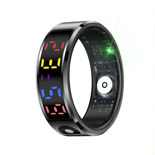 Smart Ring Heart Rate Blood Oxygen Sleep Sports Size 9 - Black