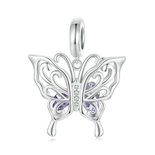 925 Sterling Silver Platinum Plated Butterfly Diy Beads