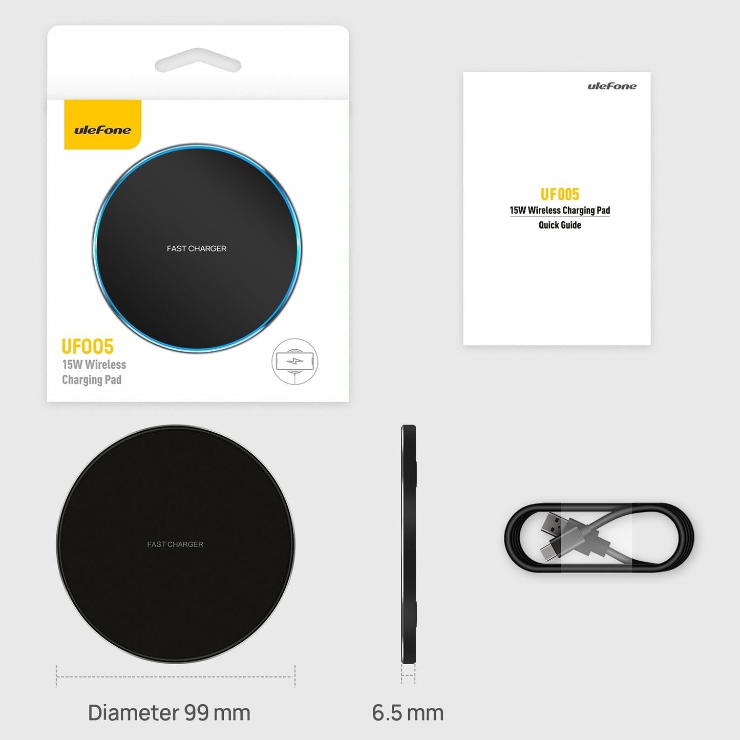 15W Fast Qi Wireless Charger Black