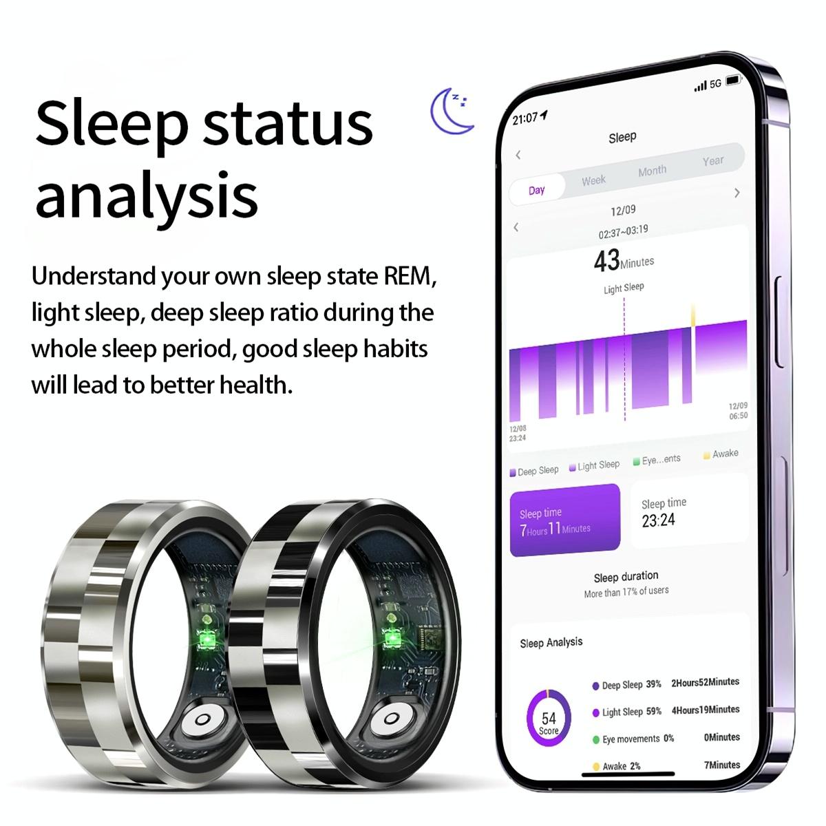 Smart Ring With Health Monitoring Gesture Control And Somatosensory Games - Size 9 - Black