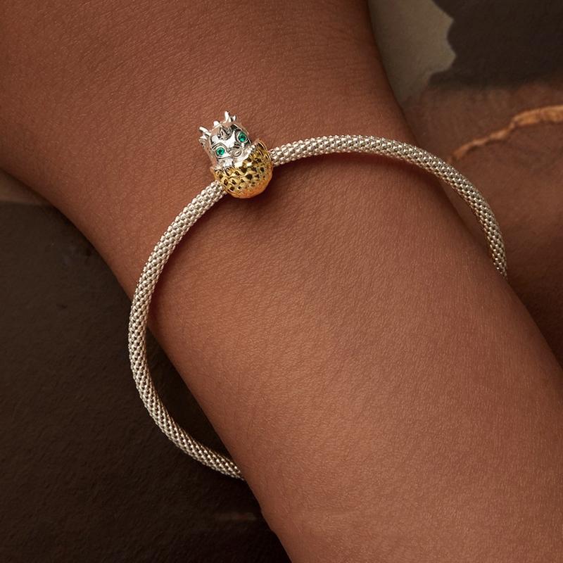 925 Sterling Silver Gold Plated Dragon Egg Beads