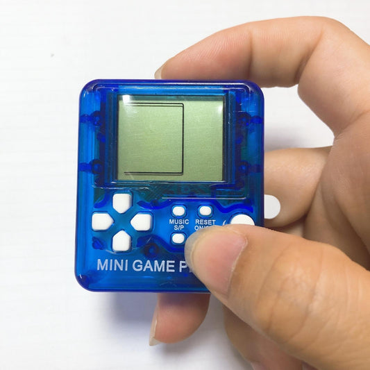 Mini Handheld Brick Game Console - 4 Pcs With Keychain Random Colour