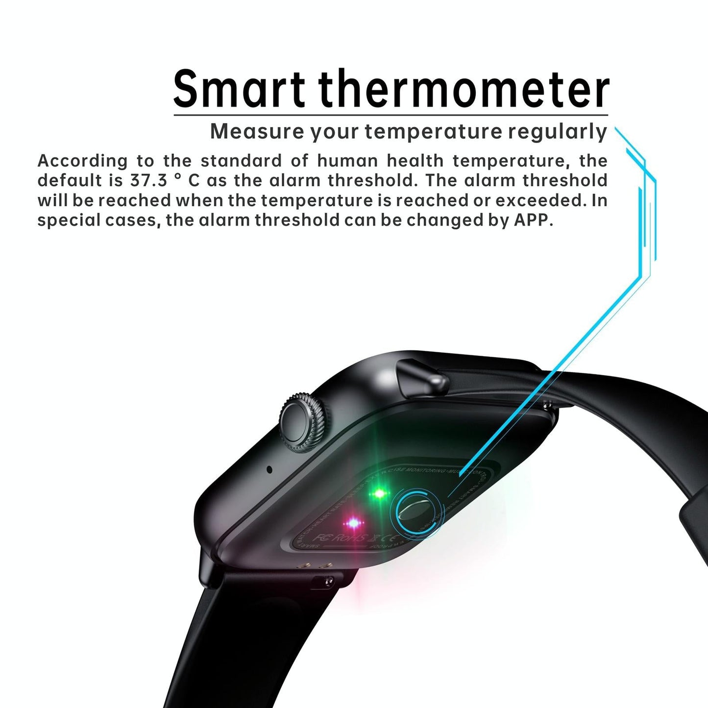 1.83 Inch Bt5.2 Smart Sport Watch Support Sleep / Heart Rate / Blood Oxygen / Temperature / Blood Pressure Health Monitor - Black + White
