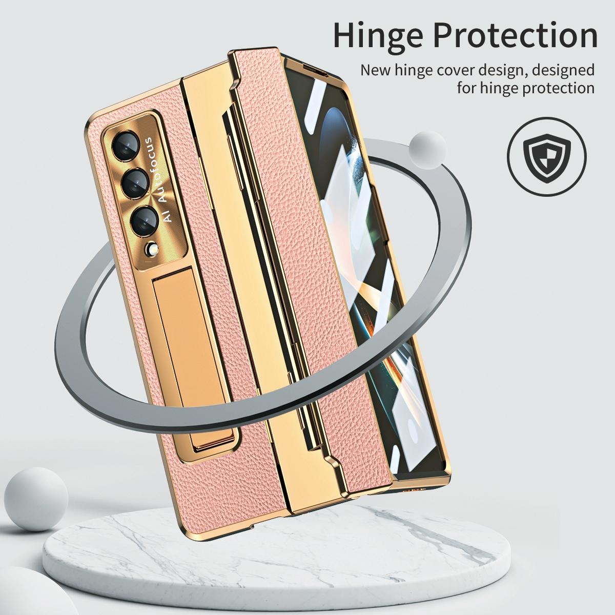 For Samsung Galaxy z Fold4 5G Full Coverage Phone Case with Hinge - Integrated Design - Pink