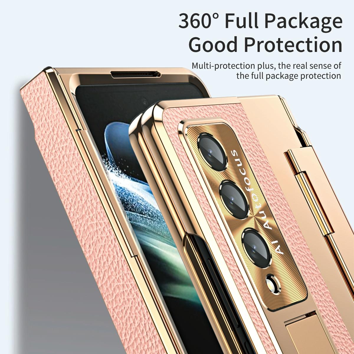 For Samsung Galaxy z Fold4 5G Full Coverage Phone Case with Hinge - Integrated Design - Pink