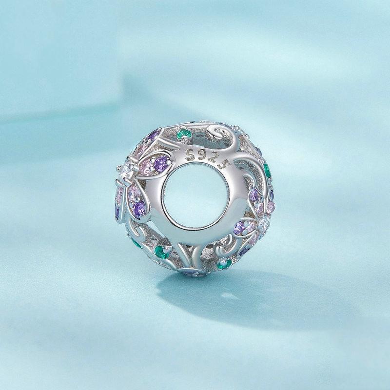 925 Sterling Silver Platinum Plated Hollow Flower Vine Diy Beads