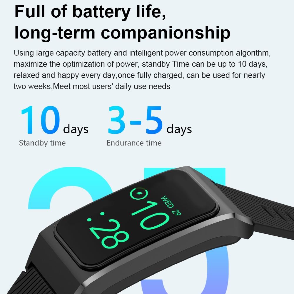 1.98 Inch 2 In 1 Bluetooth Earphone Smart Watch With Ecg & Nfc Support - Black