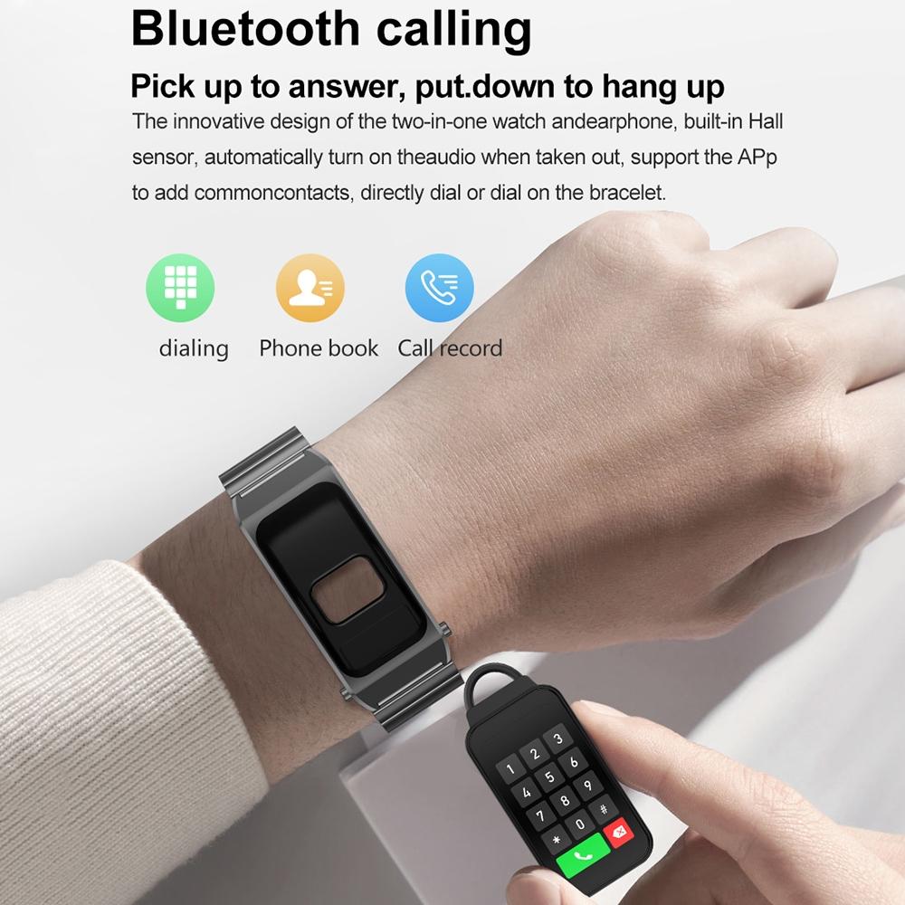 1.98 Inch 2 In 1 Bluetooth Earphone Smart Watch With Ecg & Nfc Support - Black