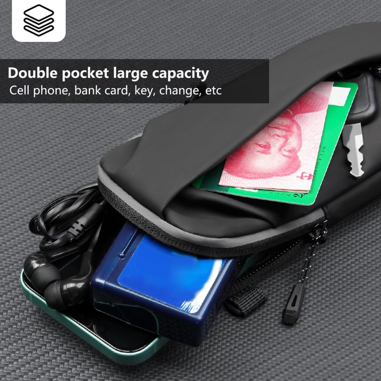 Multi Function Crossbody Bag For Outdoor Sports Fits Mobile Phones Men And Women - Grey