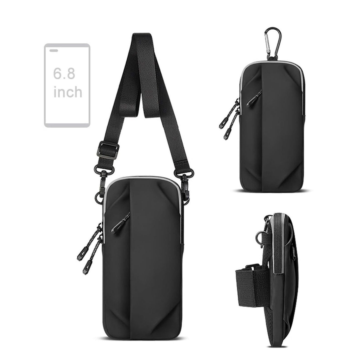 Multi Function Crossbody Bag For Outdoor Sports Fits Mobile Phones Men And Women - Grey