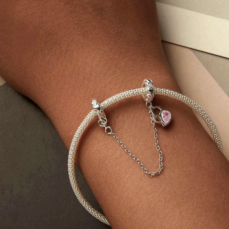 925 Sterling Silver Valentine Heart Lock Safety Chain For Diy Beading