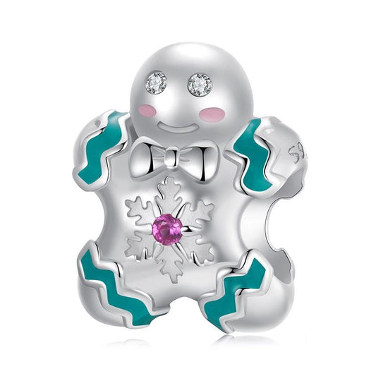 925 Sterling Silver Gingerbread Man Bracelet Charm