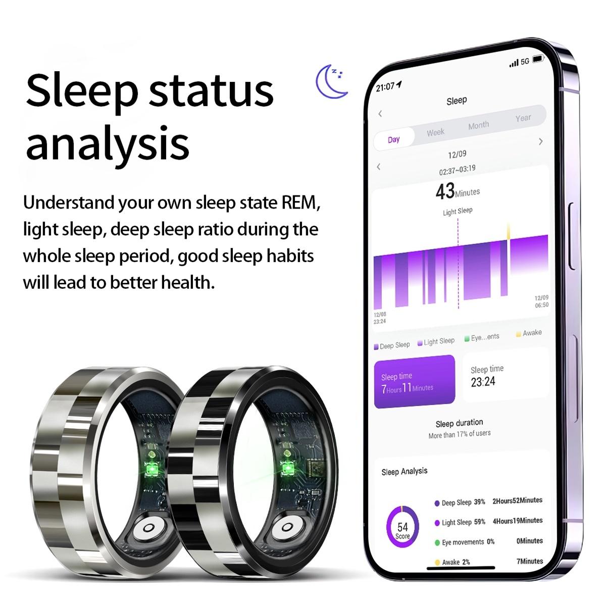 Smart Ring With Health Monitoring Gesture Control And Somatosensory Games - Size 11 - Black