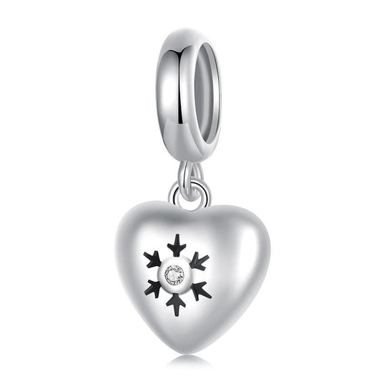 925 Sterling Silver Oxidized Snowflake Heart Diy Beads
