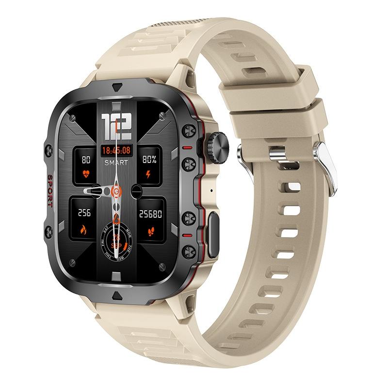 1.96 Inch Colour Screen Smart Watch Silicone Strap Support Bluetooth Call - Black