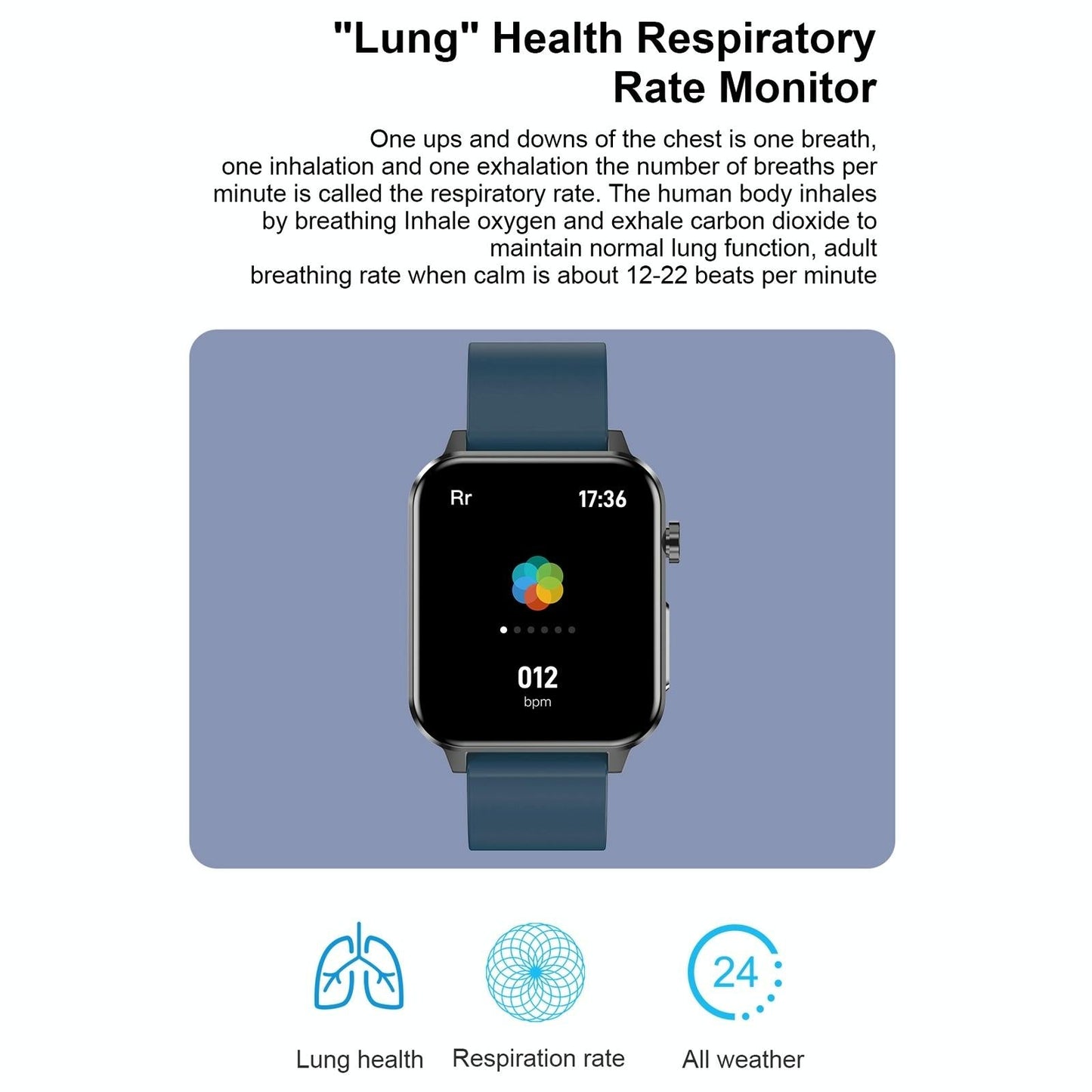 1.7 Inch Tft Colour Screen Ip68 Waterproof Smart Watch Support Blood Oxygen Monitoring / Body Temperature Monitoring / Ai Medical Diagnosis - Leather Strap - Black