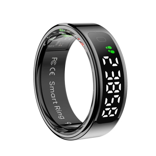 Smart Ring Heart Rate Blood Oxygen Sleep Sports Size 8 - Black