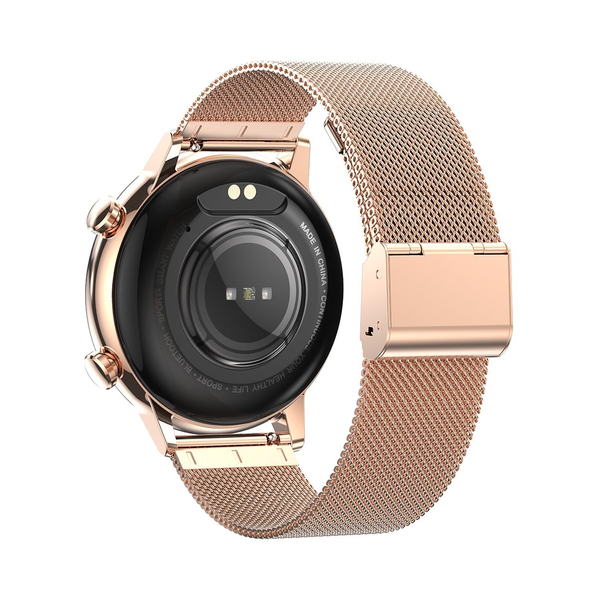 1.1 Inch Smart Stainless Steel Band Watch Support Bluetooth Call / Blood Oxygen Monitoring - Gold
