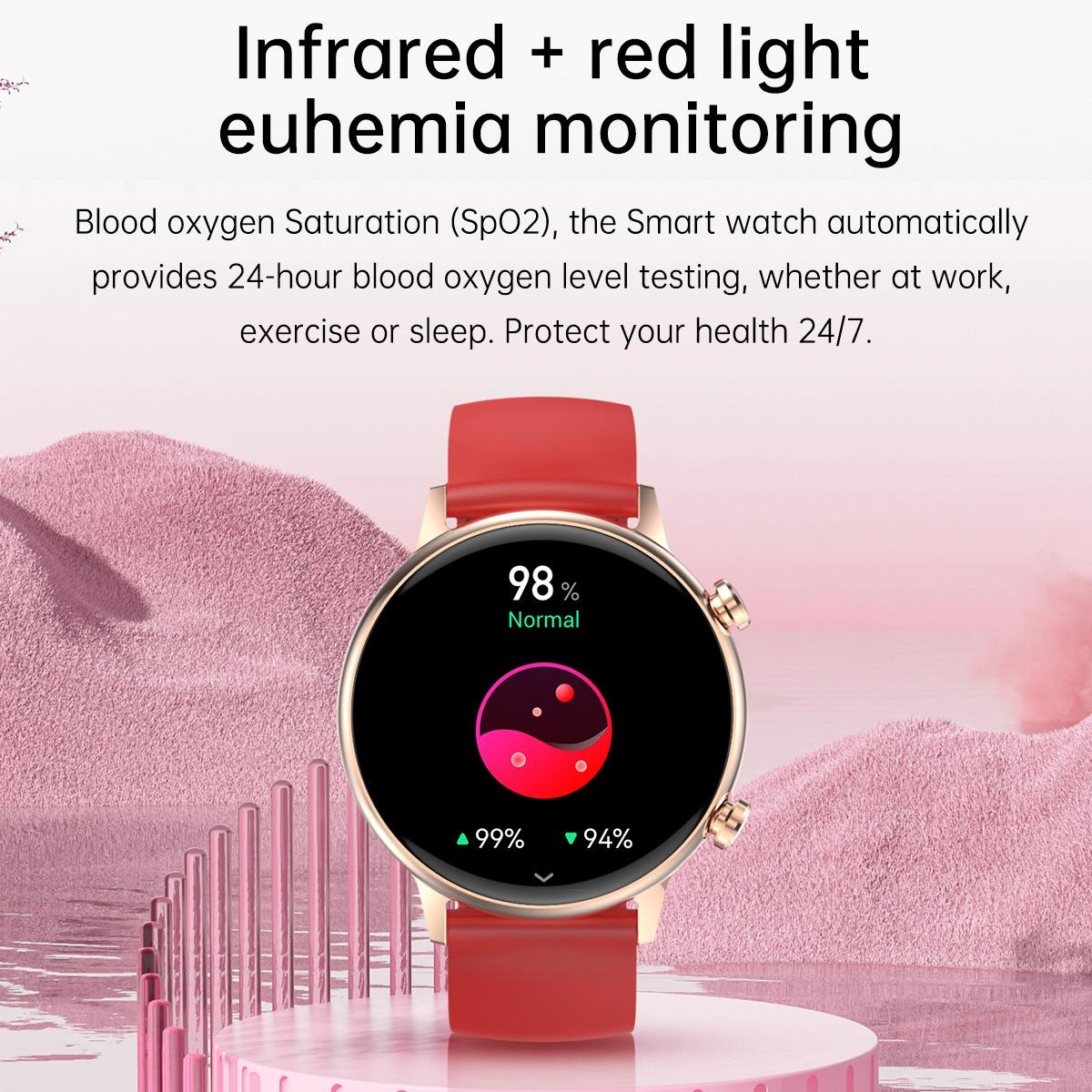 1.1 Inch Smart Stainless Steel Band Watch Support Bluetooth Call / Blood Oxygen Monitoring - Gold